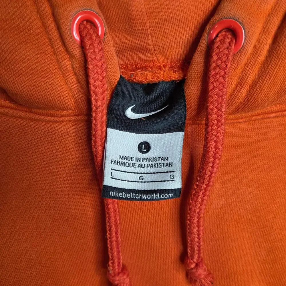 Nike Men’s Large Orange Pullover Hoodie Embroidered Swoosh Sweatshirt